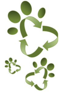 Recycle symbol as paw prints